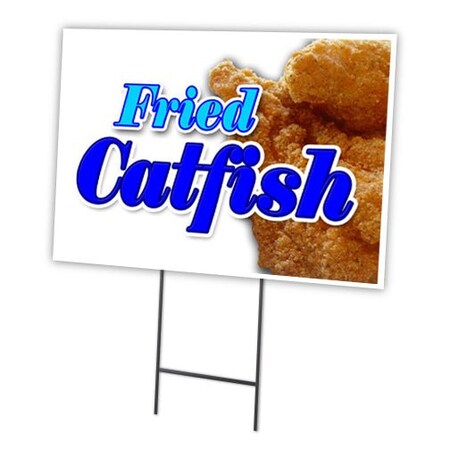 Signmission Fried Catfish Yard Sign & Stake outdoor plastic coroplast window, C-1824 Fried Catfish C-1824 Fried Catfish